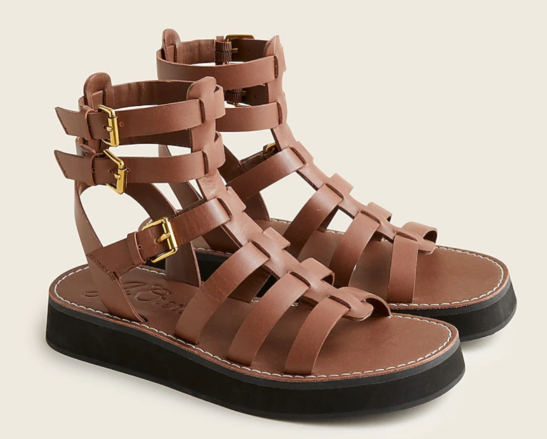 J crew leather on sale lace up sandals